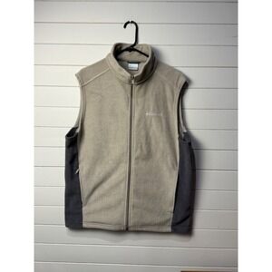 Columbia Fleece Vest Men's‎ Large Full Zip Outdoor Gray Tan